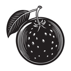 Vintage Illustration of a Juicy Orange with Leaf