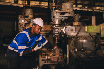 Testing innovative new automatic turning tools for smart industries professional robot engineer...