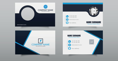Business Card Template Set for Stock - Clean Modern Corporate Design. Professional business card template set designed Includes four modern layouts with clean design.