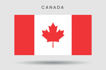 Canada flag vector illustration on a white background. Flat design.