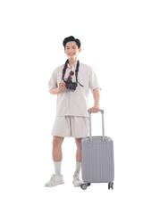 Adventurous Explorer Ready for a Journey: An enthusiastic traveler, capturing the essence of...