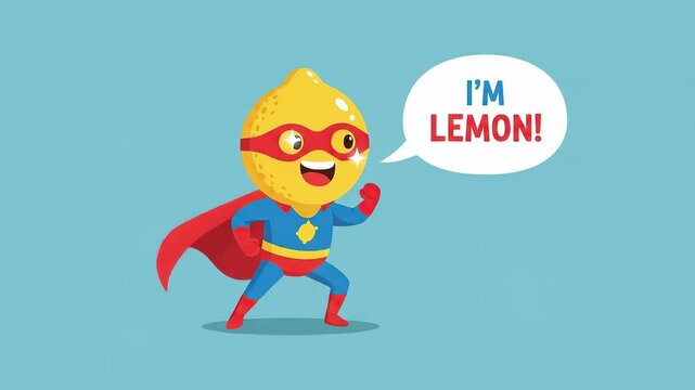 Playful Lemon Superhero in Pixel Art Style