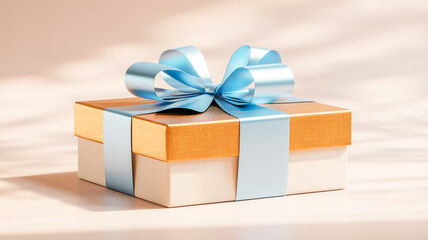 Obraz premium A product photography shot of a gift box against a plain beige background.