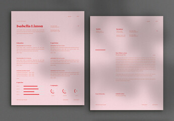 Pink & Red Minimal Resume with Cover Letter