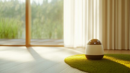 Surveillance camera quietly observing an empty home, evoking post-human tenderness and a visual sense of quiet continuity