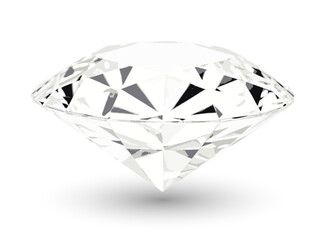 Faceted diamond on white background. Vector illustration