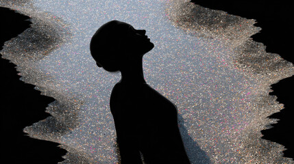 Mental disorder, A silhouette figure sinking into quicksand symbolizes struggle and despair in a surreal landscape.