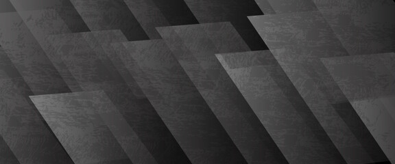 Black rough grunge abstract background overlap layer on dark space with diagonal lines decoration. Modern graphic design element vintage style concept for web banner, flyer, card or brochure cover