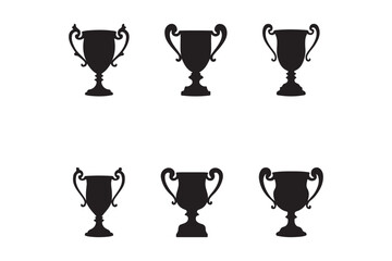 Collection of silhouetted trophies representing achievement and victory