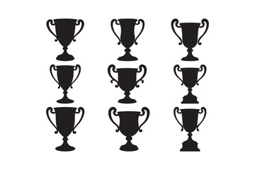 Collection of silhouetted trophies representing victory and achievement