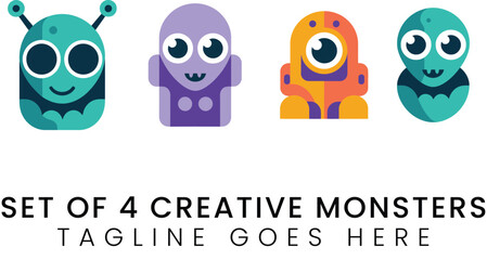 Naklejka premium Cute Monster Characters for Kids Projects