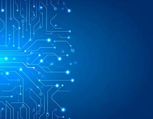 Circuit board pattern in deep blue