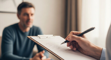 Close-Up of Therapist Taking Notes During Session