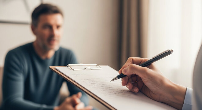 Close-Up of Therapist Taking Notes During Session