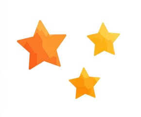 Obraz premium Three low-poly stars, orange and yellow gradient, varying sizes, isolated on white