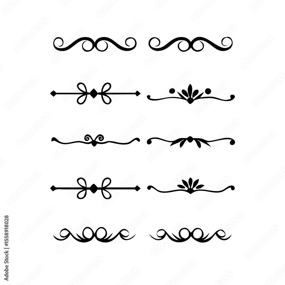 Poster decorative simple divider. text dividers retro minimal line separators, vector isolated geometric we