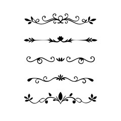 Decorative simple divider. Text dividers retro minimal line separators,  Vector isolated geometric wedding card heart separator elements set. Text dividers. . Hand drawn vector illustration. 
