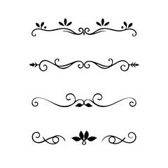 Decorative simple divider. Text dividers retro minimal line separators,  Vector isolated geometric wedding card heart separator elements set. Text dividers. . Hand drawn vector illustration. 
