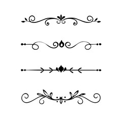 Decorative simple divider. Text dividers retro minimal line separators,  Vector isolated geometric wedding card heart separator elements set. Text dividers. . Hand drawn vector illustration. 
