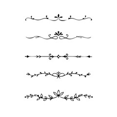 Decorative simple divider. Text dividers retro minimal line separators,  Vector isolated geometric wedding card heart separator elements set. Text dividers. . Hand drawn vector illustration. 
