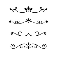 Decorative simple divider. Text dividers retro minimal line separators,  Vector isolated geometric wedding card heart separator elements set. Text dividers. . Hand drawn vector illustration. 
