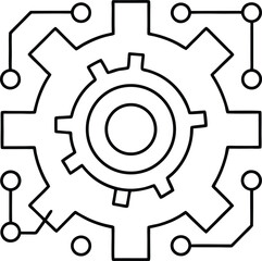 Abstract Technology Gear Outline Icon.