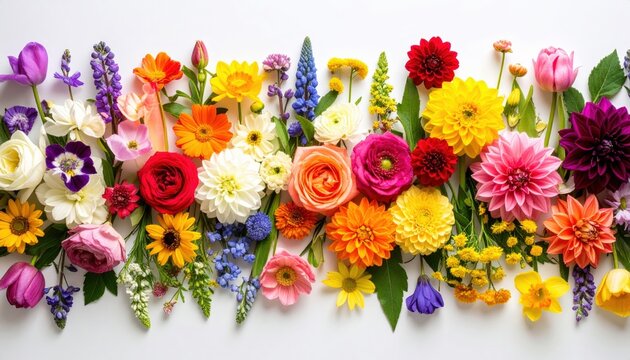 Colorful Floral Arrangement On White Background