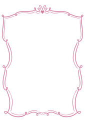 Hand-drawn heart line frame for card, label, planner, scrapbooking, invitation, and decor. Whimsical minimal style in light pink