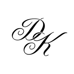 Elegant DK Monogram Logo in Black Script – Luxury Calligraphy Initial Design on White Background