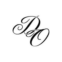 Elegant DO Monogram Logo in Black Script – Luxury Calligraphy Initial Design on White Background