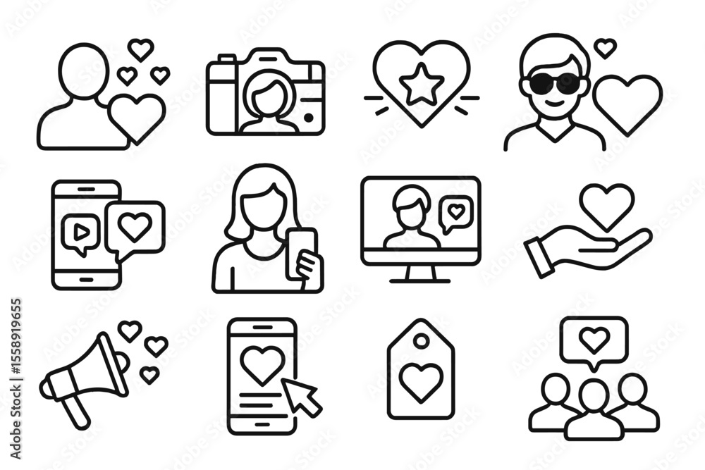 Aufkleber creative social media icons representing engagement and connection through various platforms and act