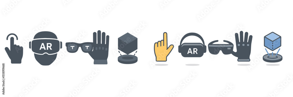 Poster Innovative augmented reality icons representing various interactions and experiences in digital environments