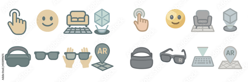 Poster Icons representing augmented reality interactions and user experiences for digital environments