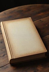 Fototapeta premium Hardcover Blank Book on Wooden Surface