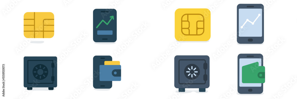 Aufkleber Symbols representing mobile banking and secure transactions in a digital environment