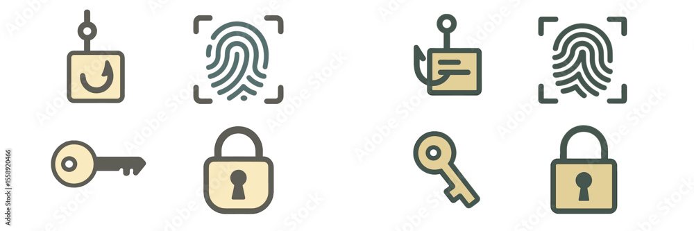 Poster Visual representation of common security symbols depicting digital safety measures and identity protection