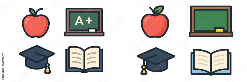 Poster Educational symbols representing learning and achievement in a classroom setting