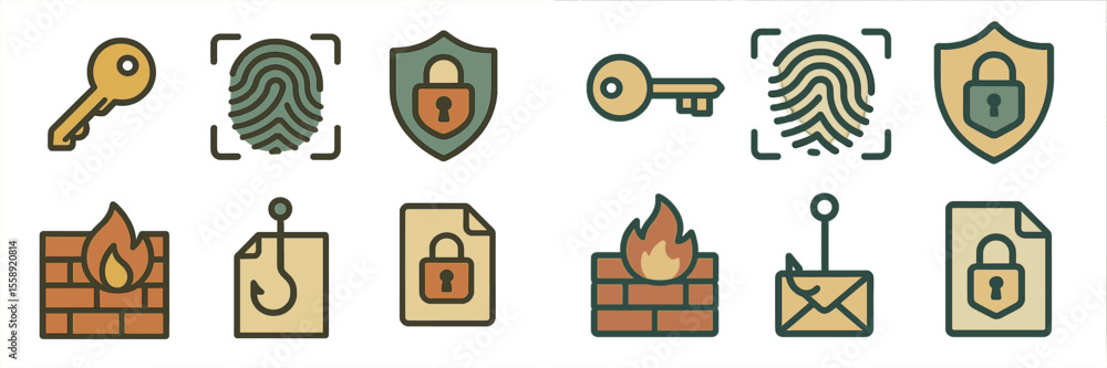 Poster secure your data with effective cybersecurity icons representing protection, risk, and prevention me