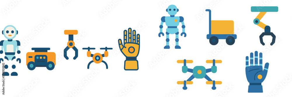 Poster Various robotic designs showcasing automation technologies and their applications in a modern environment