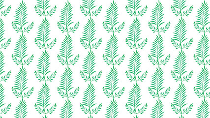 Green fern leaves pattern on white background botanical