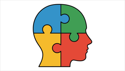 Puzzle Pieces Human Head Silhouette
