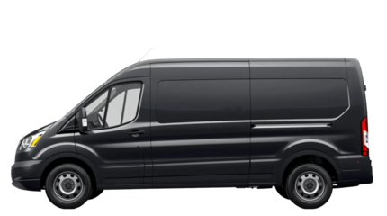 Black cargo van isolated on transparent background