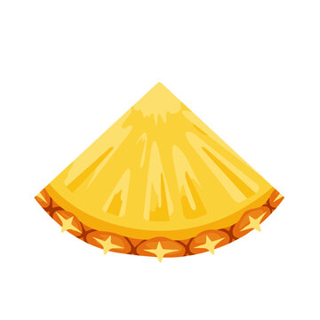 Pineapple slice with segments in fresh yellow and orange colors, vector design