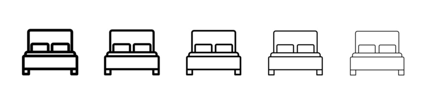 bed icon vector thin outline style sign
