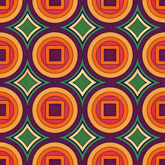 "Retro Geometric Pattern with Bold Colors"

