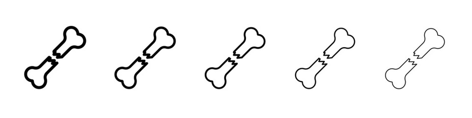 broken bone icon vector thin outline style sign