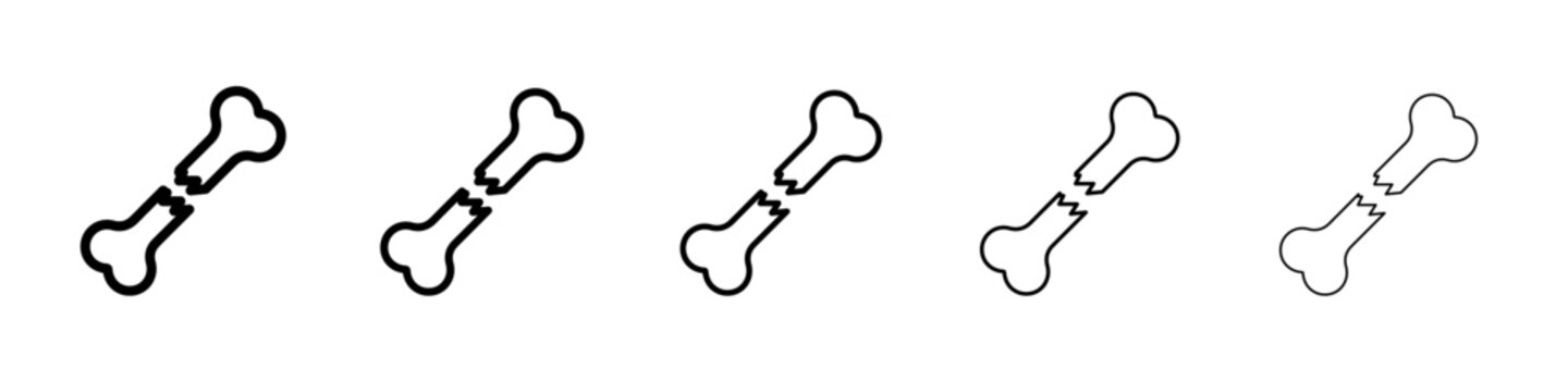 broken bone icon vector thin outline style sign