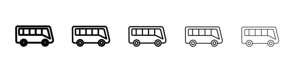 bus icon vector thin outline style sign
