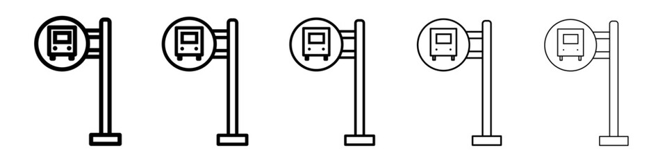 Bus stop stand icon vector thin outline style sign