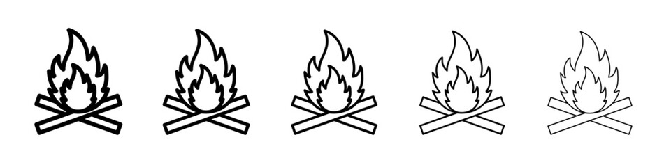 Campfire icon vector thin outline style sign